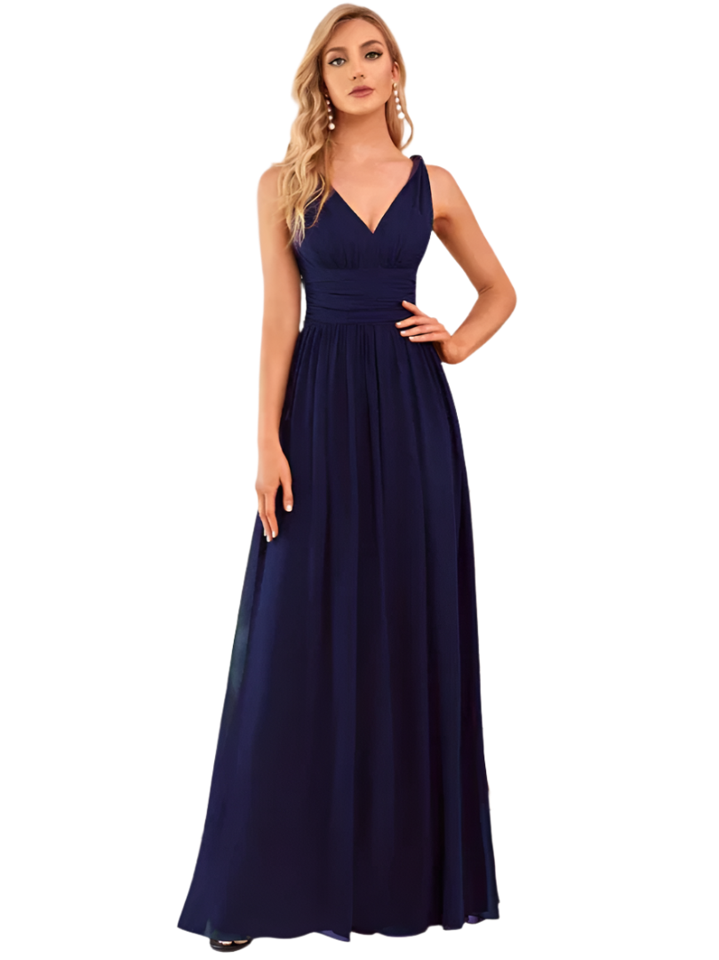 Gisele - Elegant V-Neck A-Line Long Maxi Dress