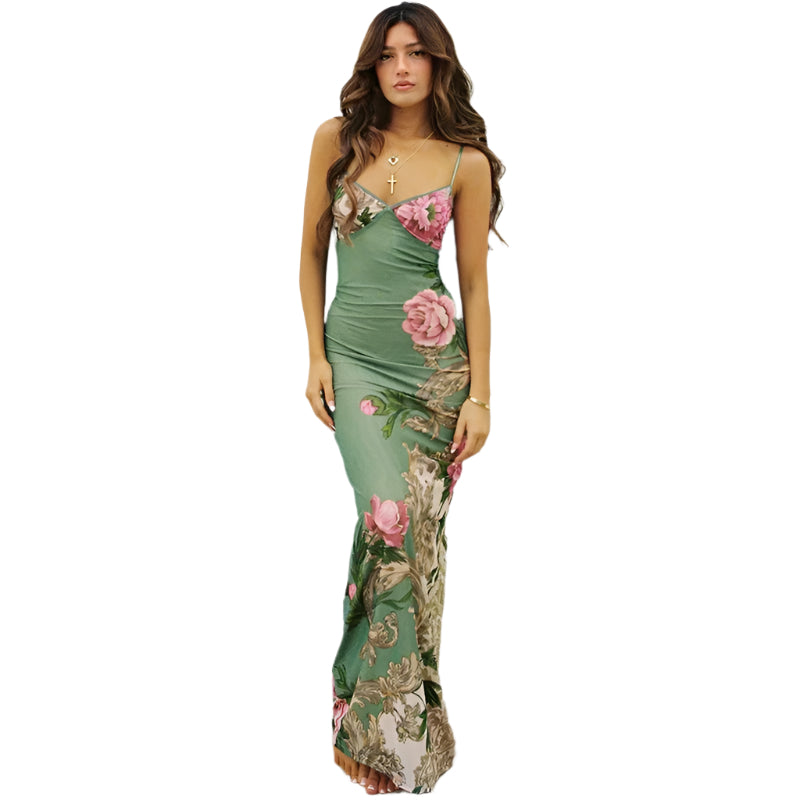 Nessa - Elegant Floral Dress with Spaghetti Straps