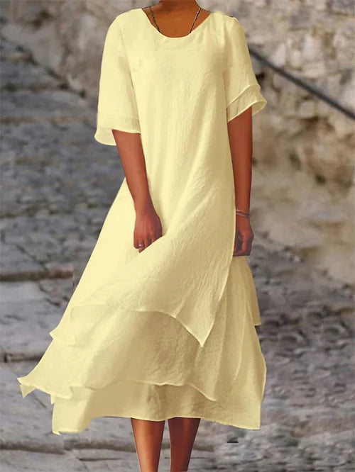 Hanna - Short-Sleeved Double-Layer Dress
