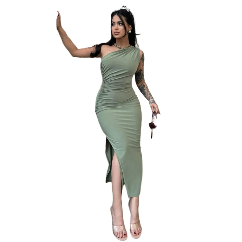 Avelisse One-Shoulder Slit Dress