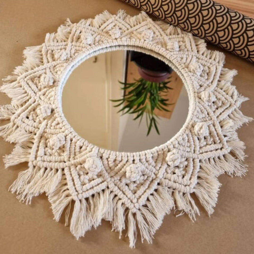 TasselGlow Unique Mirror for a Refined Bohemian Atmosphere