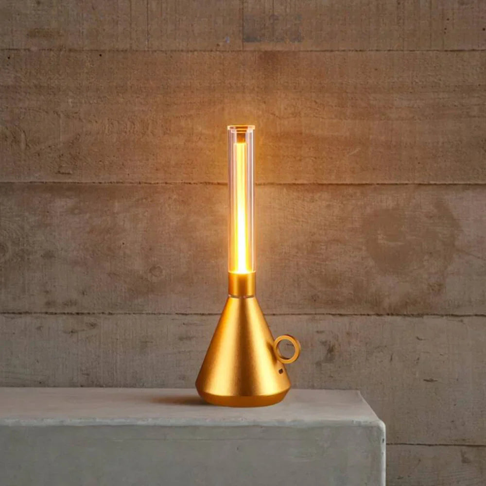 LumiCone - Modern LED Table Lamp with Clear Tube and Conical Base