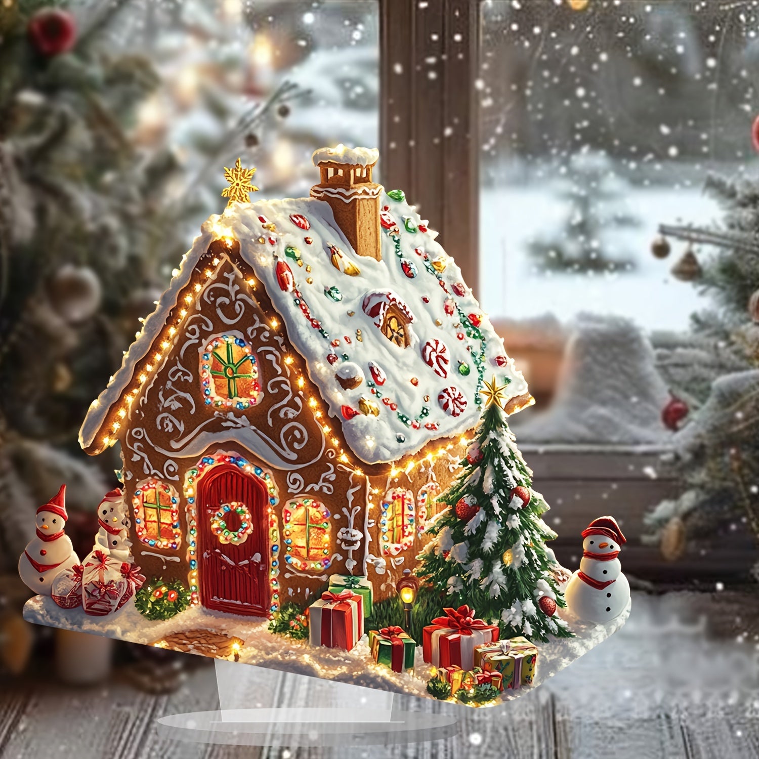 Charming Christmas Tabletop Decor - Glowing Gingerbread House