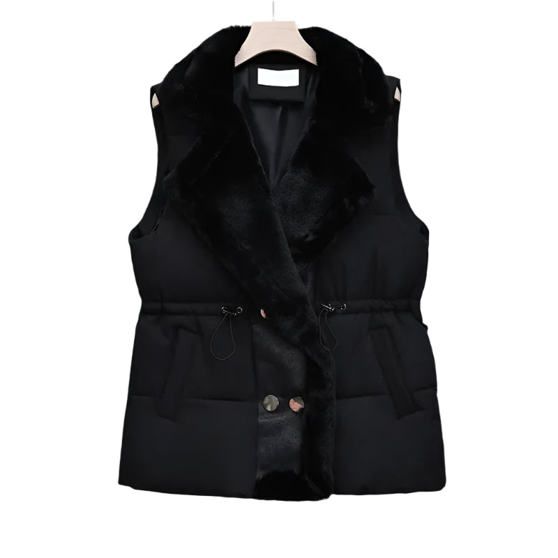 Stephanie - Luxurious Quilted Vest with Faux Fur Collar