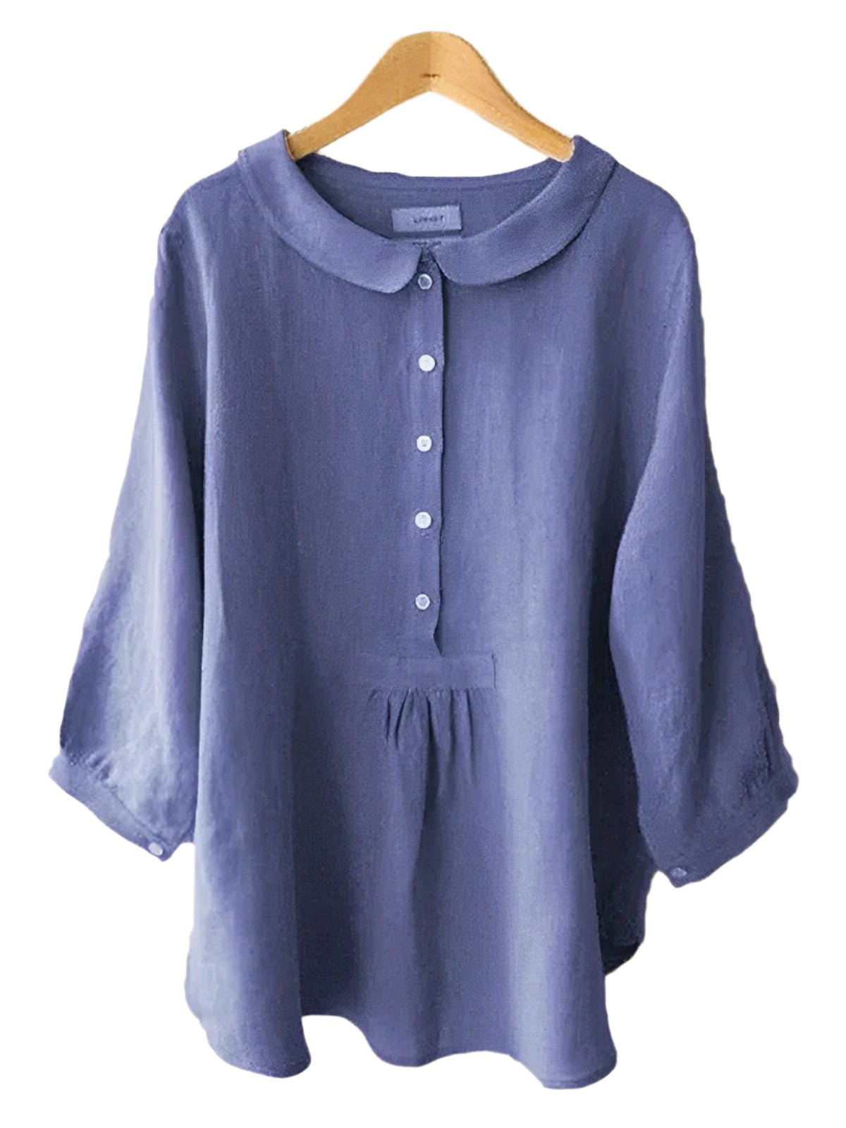 Jenikka - Airy Linen Blouse with Sleeves and Classic Collar