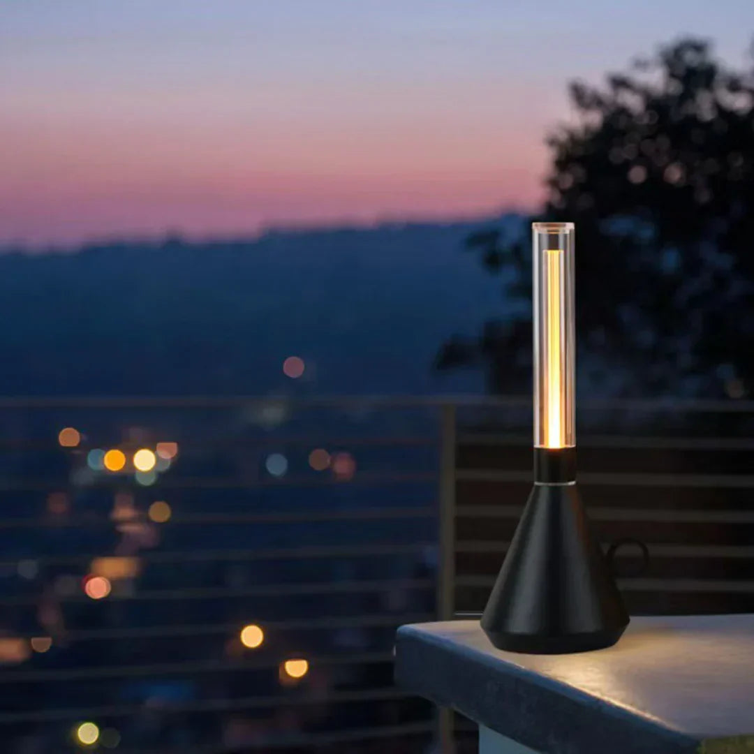 LumiCone - Modern LED Table Lamp with Clear Tube and Conical Base