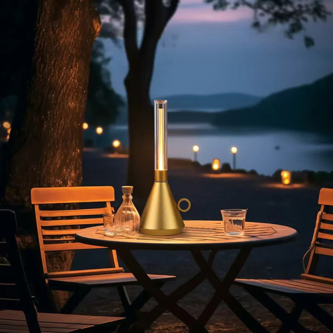 LumiCone - Modern LED Table Lamp with Clear Tube and Conical Base