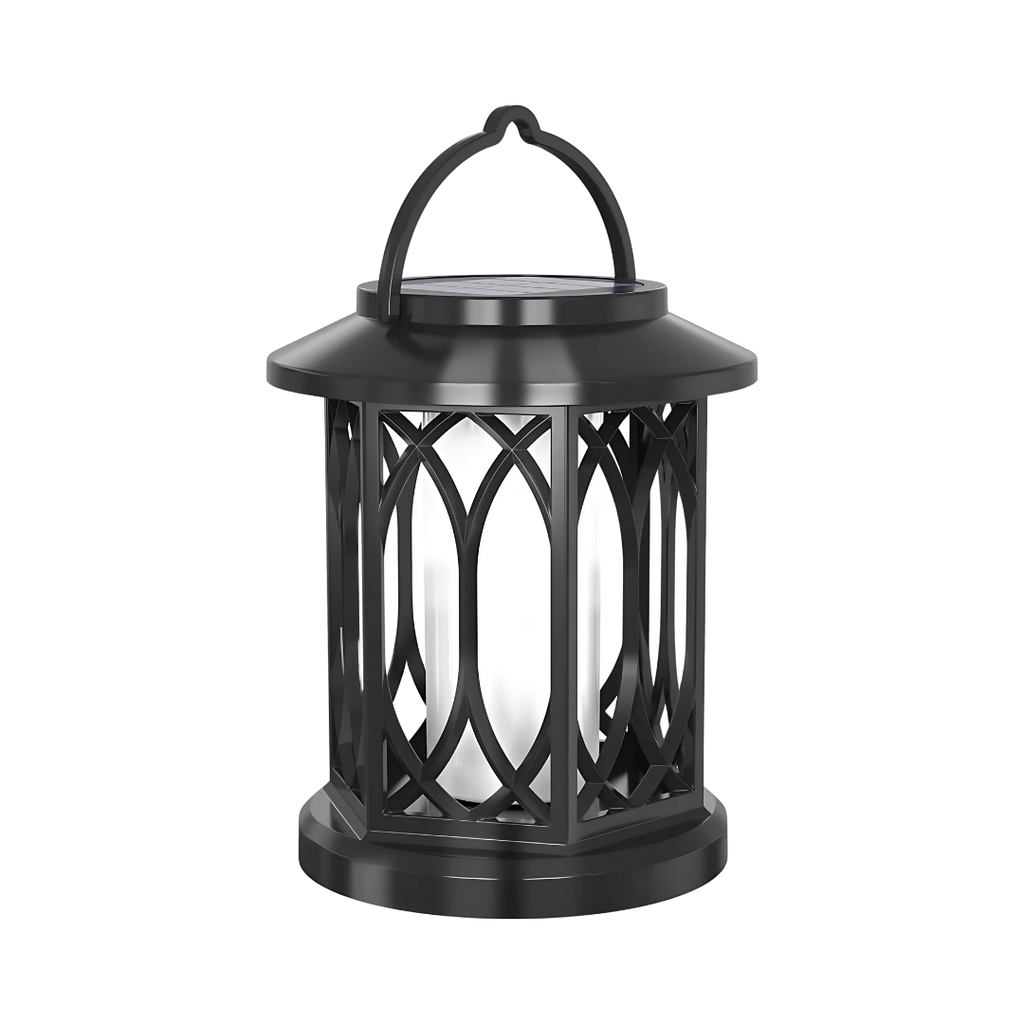 GloGothic - Solar-Powered Flickering Flame Lantern with Hook