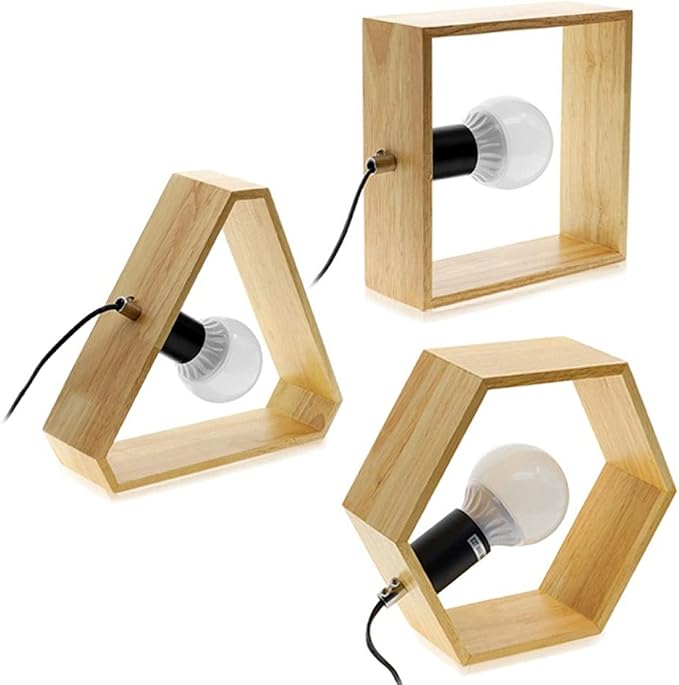 ModernMinimal - Geometric Wood Accent Lamps