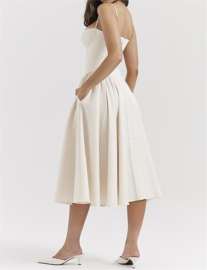 Ofelia - Vintage-inspired Lace Sweetheart Midi Dress