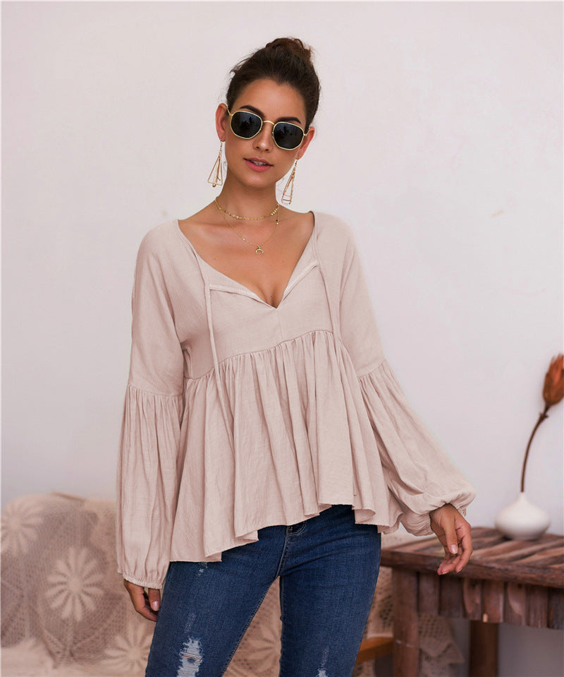 Ella Puff Sleeve V-Neck Blouse