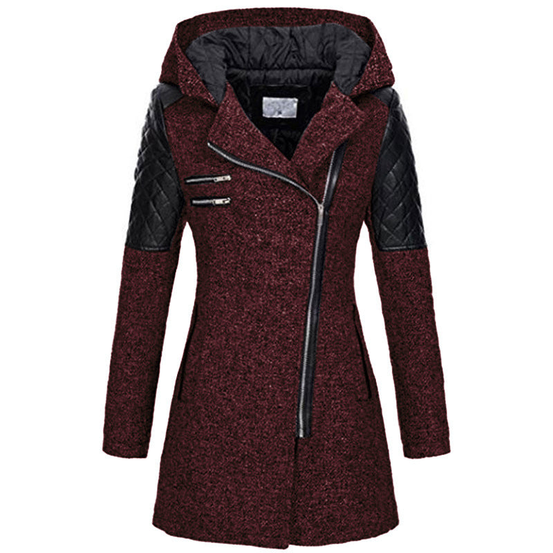 Caroline - Coat with diagonal zipper and extra warmth