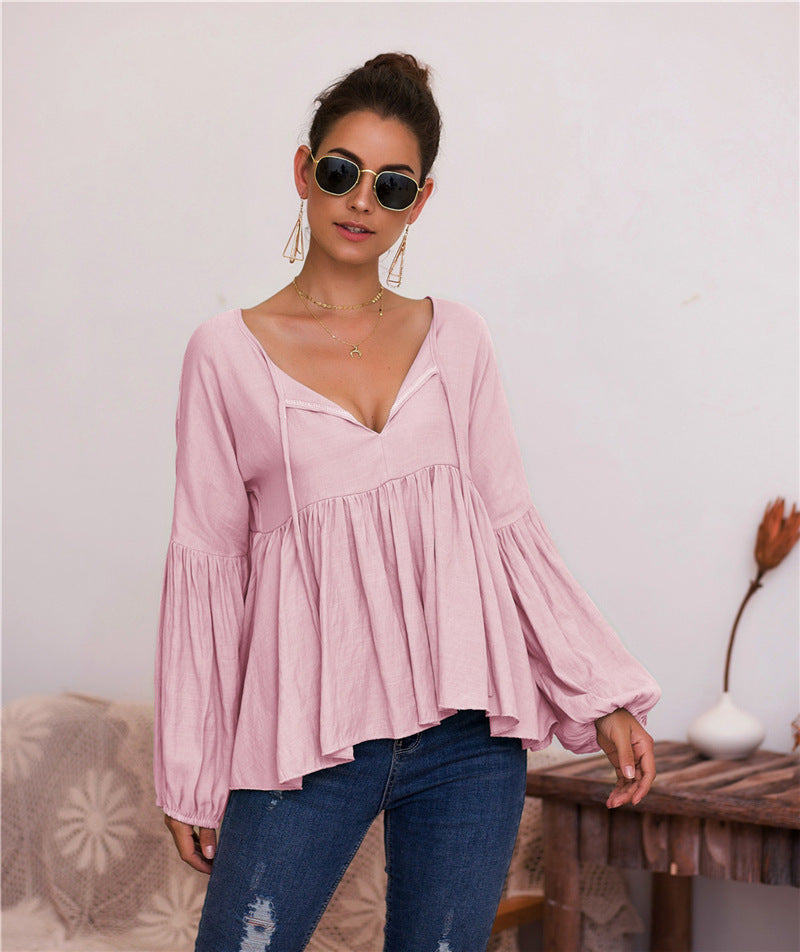 Ella Puff Sleeve V-Neck Blouse