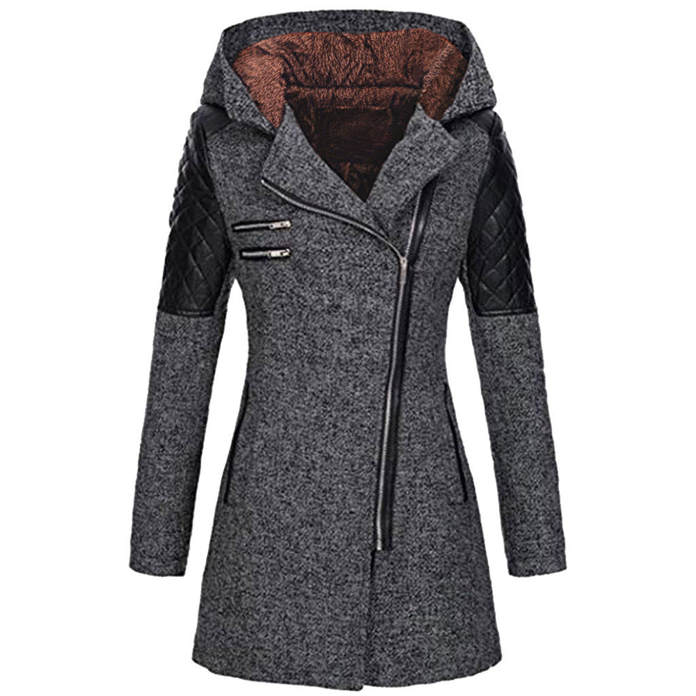 Caroline - Coat with diagonal zipper and extra warmth