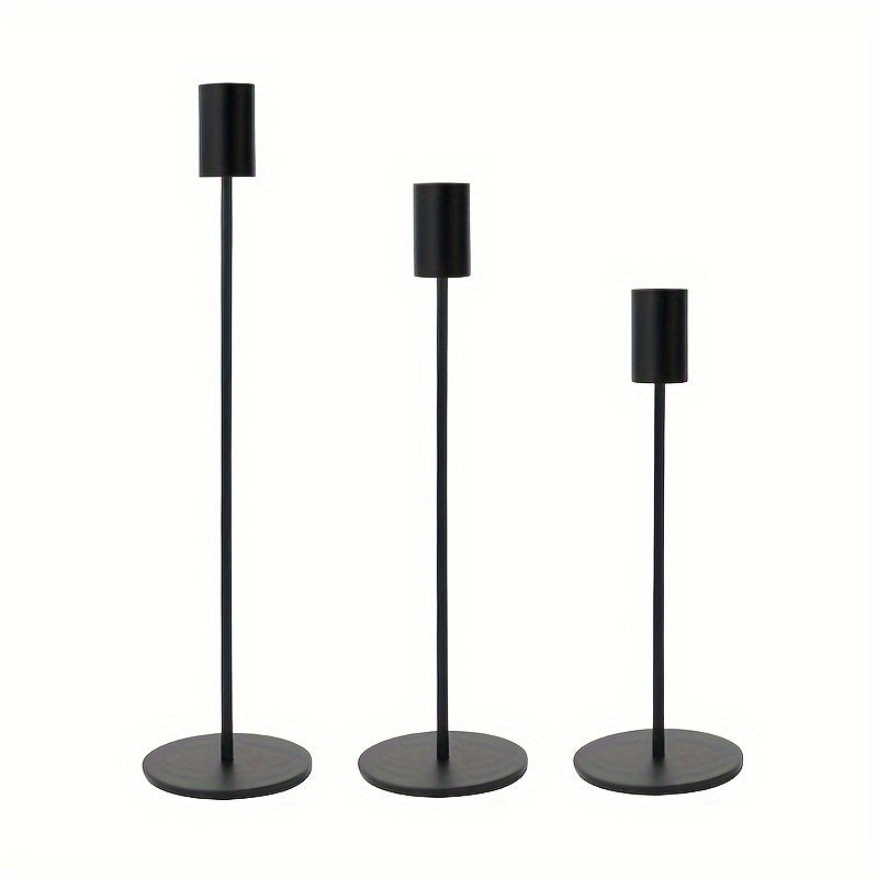 ElegantGleam | 3 Pcs Metal Candle Stick Holder for Table