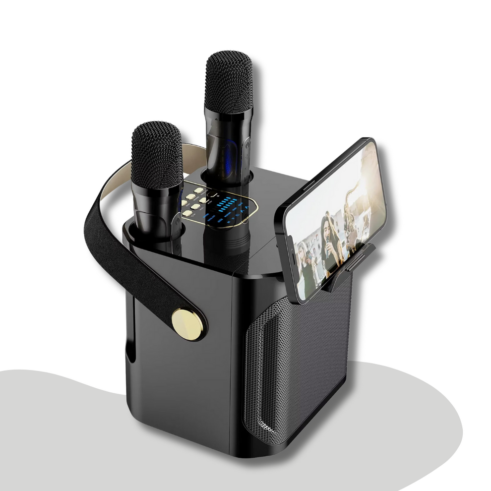 SingGo - Portable Karaoke Speaker with Dual Microphones and Phone Holder