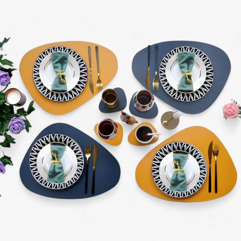 Elegant Bordluna Double-Sided Table Mats & Coaster Set