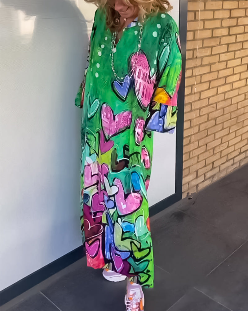 Clarice - Fed Artistic Graffiti Print Maxi Dress