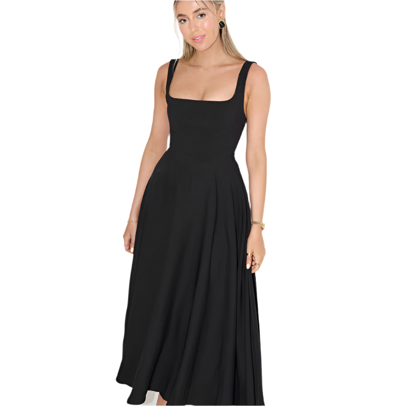 Sofia – Sleeveless Midi Dress with Square Neckline