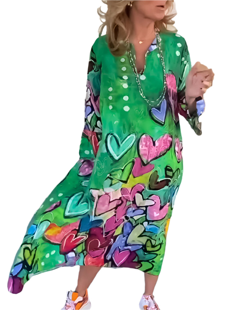 Clarice - Fed Artistic Graffiti Print Maxi Dress