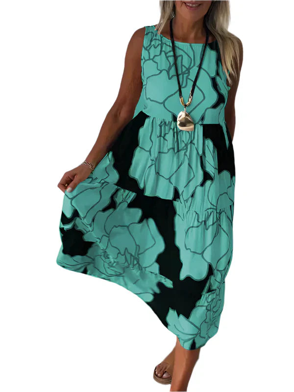 Jasmine - Sleeveless Floral Dress with Ruffles for a Casual Summer Look with Ease