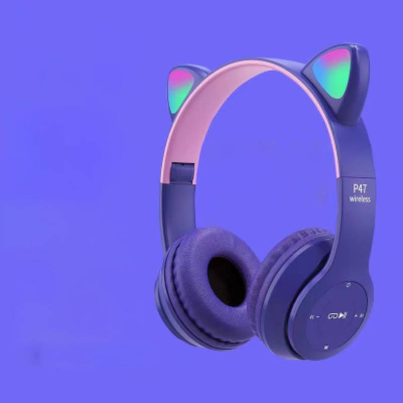 Wireless LED Cat Ear Headphones with Bluetooth and Built-in Microphone Control