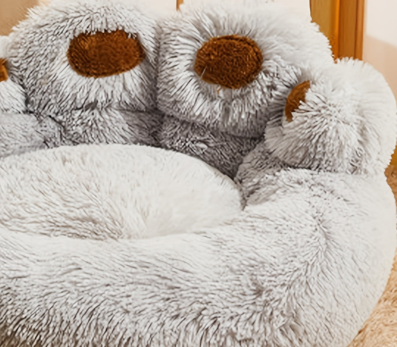 CozyPaw Washable Pet Bed with Paw-Shaped Design