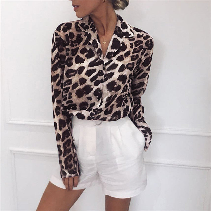 Olivia Classy Long Sleeve Leopard Print Blouse