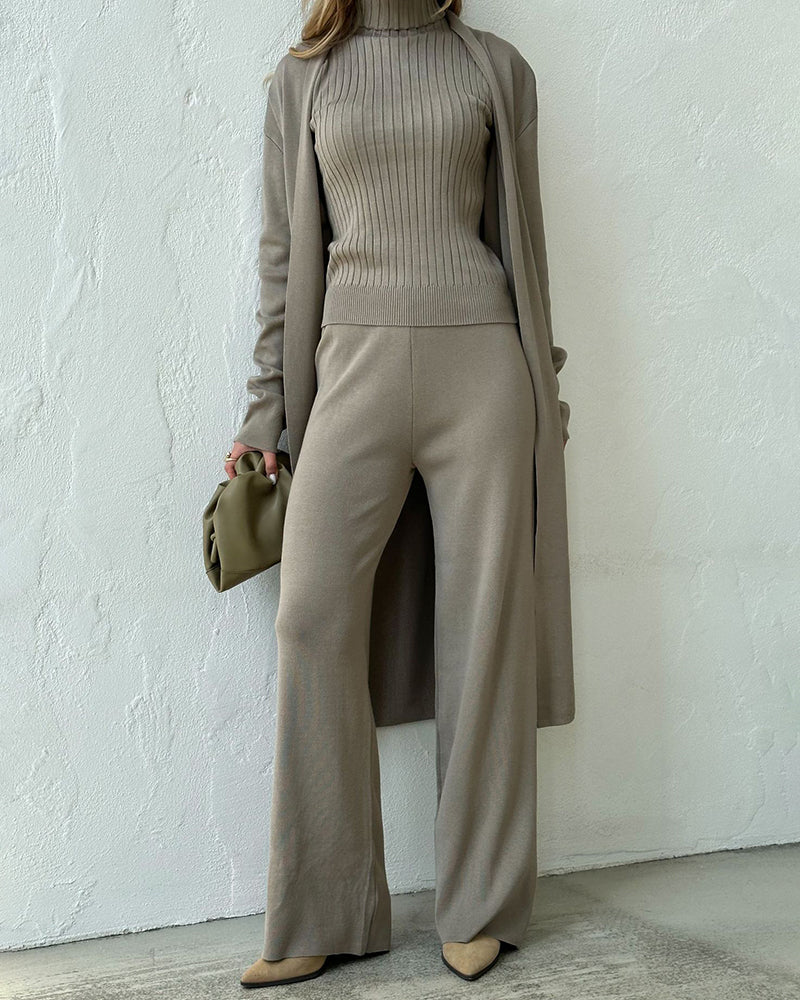 Ella - Sleeveless, Long Coat With Wide Leg Pants Set