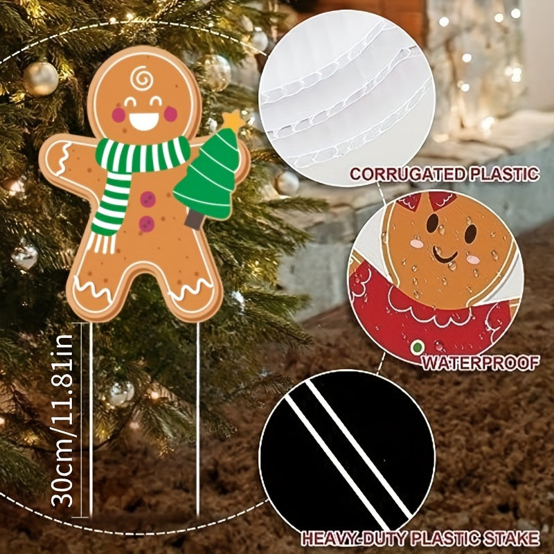 4pcs Set of Colorful Gingerbread For Man Lawn Signs with Stakes