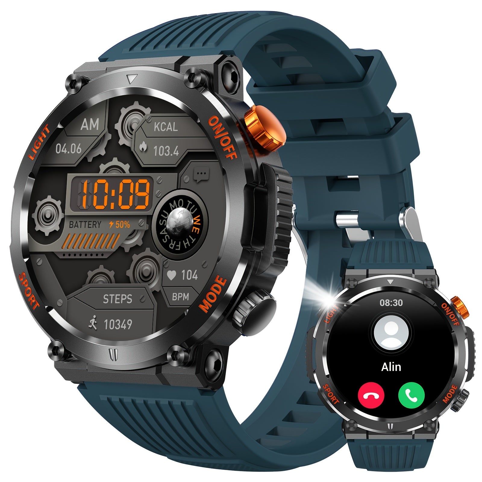 Jack - Waterproof Smartwatch with LED Flashlight and Sleep Monitor