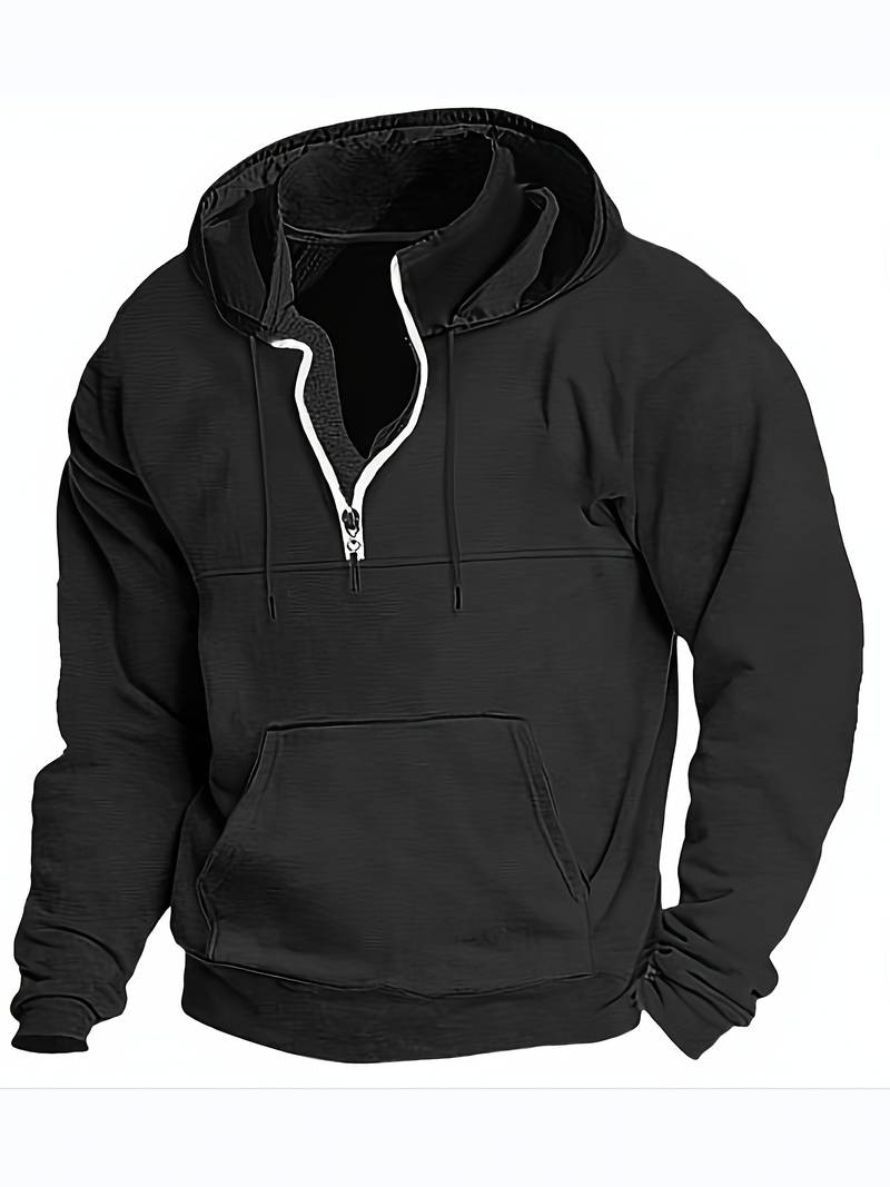 Hans - Hoodie with half zip and pockets