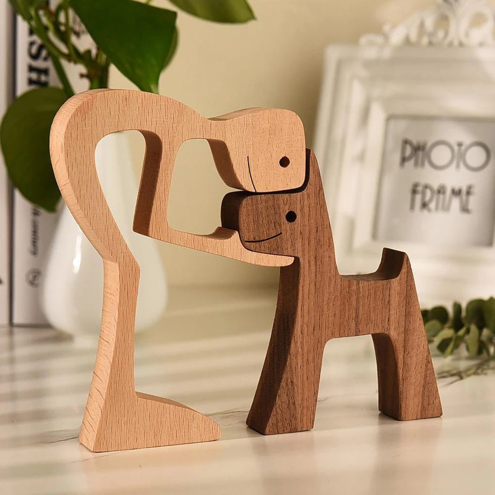 Handcrafted Wooden Dog Statue