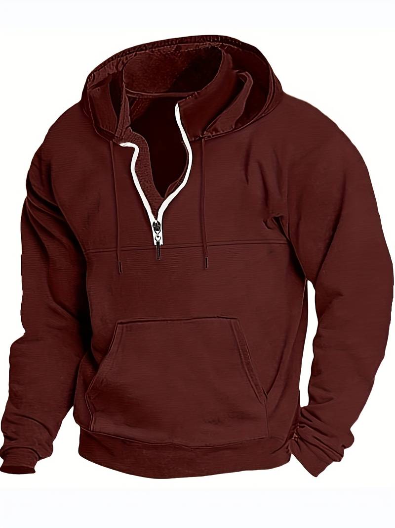 Hans - Hoodie with half zip and pockets