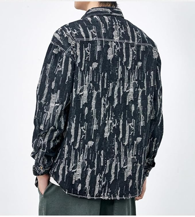 Kenneth - Artistic Brushstroke Long Sleeve Shirt for Men