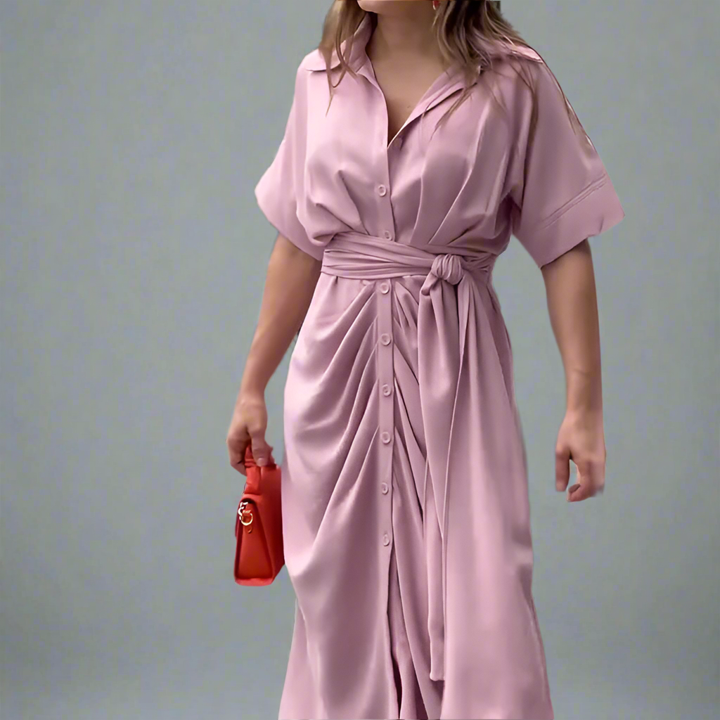 Mariella - Draped and Elegant Button-Top Shirt Dress