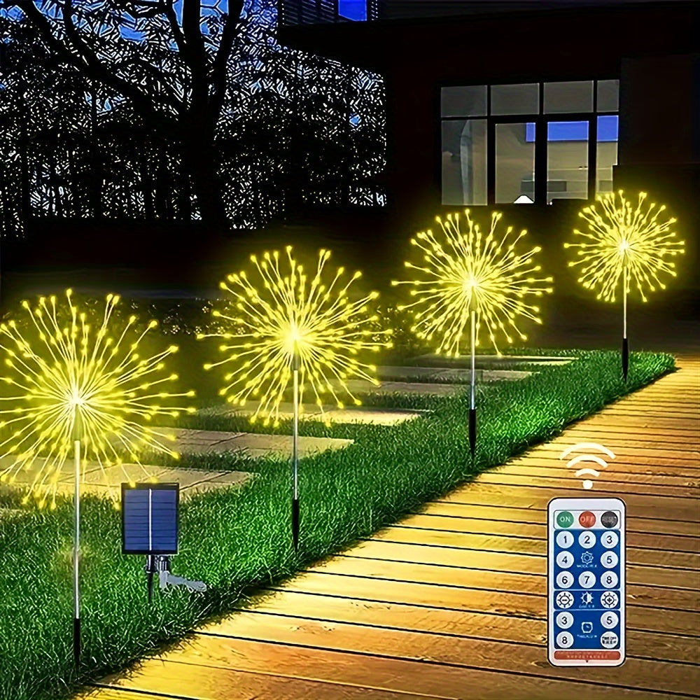 4pcs Led Solar Firework Lights, Outdoor Waterproof Solar Garden Fireworks