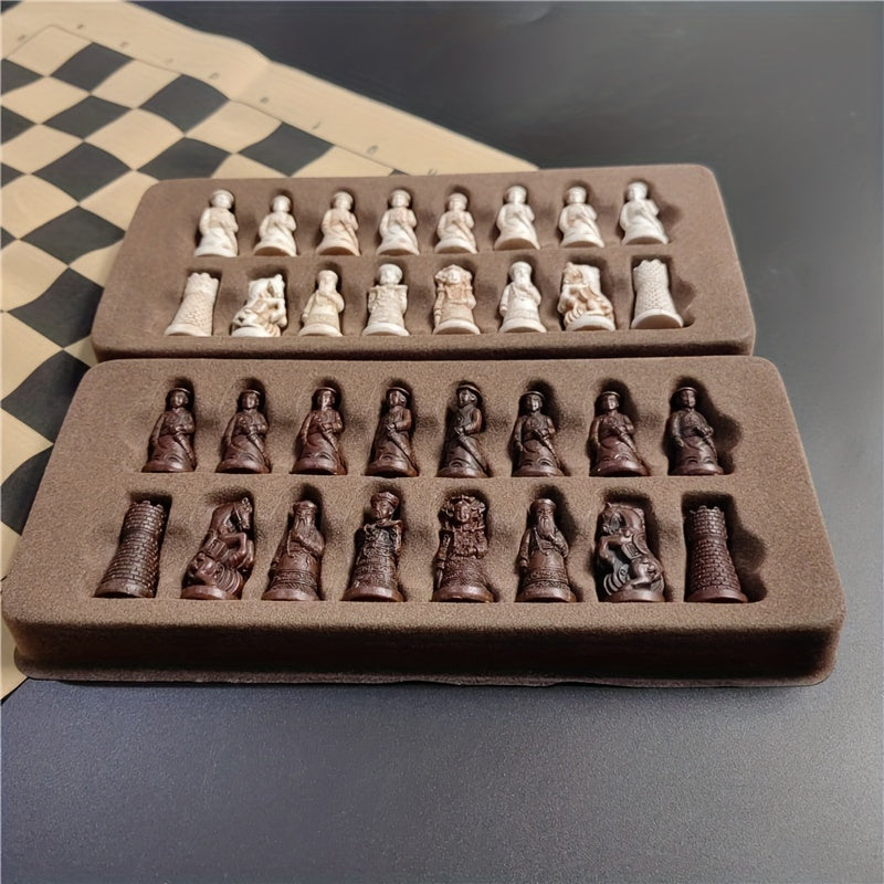 Antique Leather Board Game with Distinctive Soldier Pieces