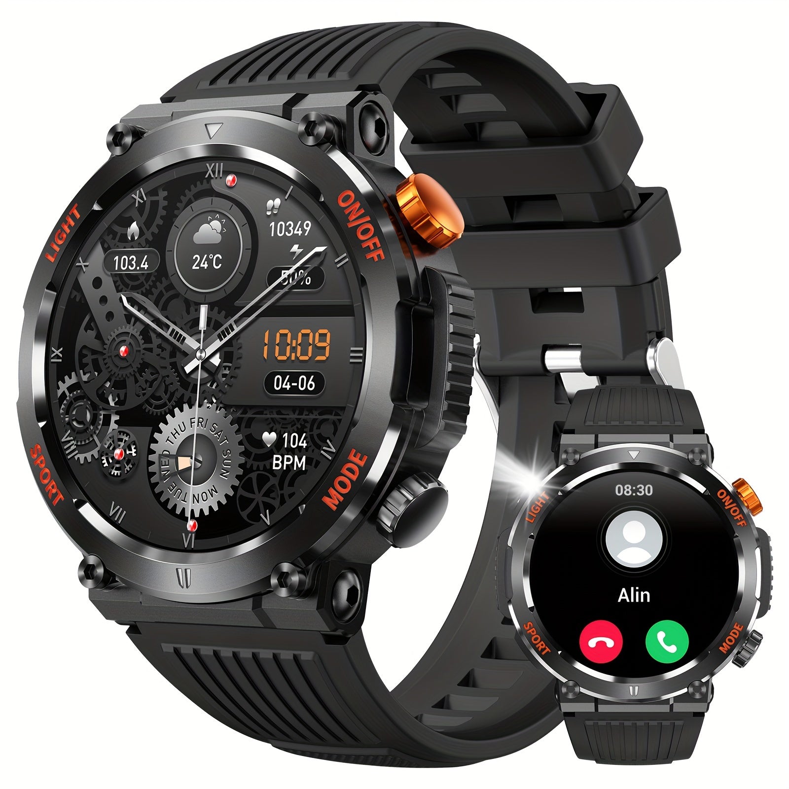 Jack - Waterproof Smartwatch with LED Flashlight and Sleep Monitor