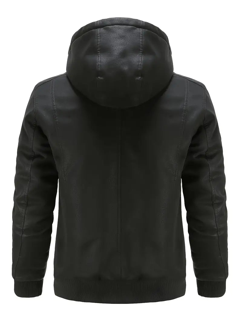 Peter men's hooded jacket in imitation leather