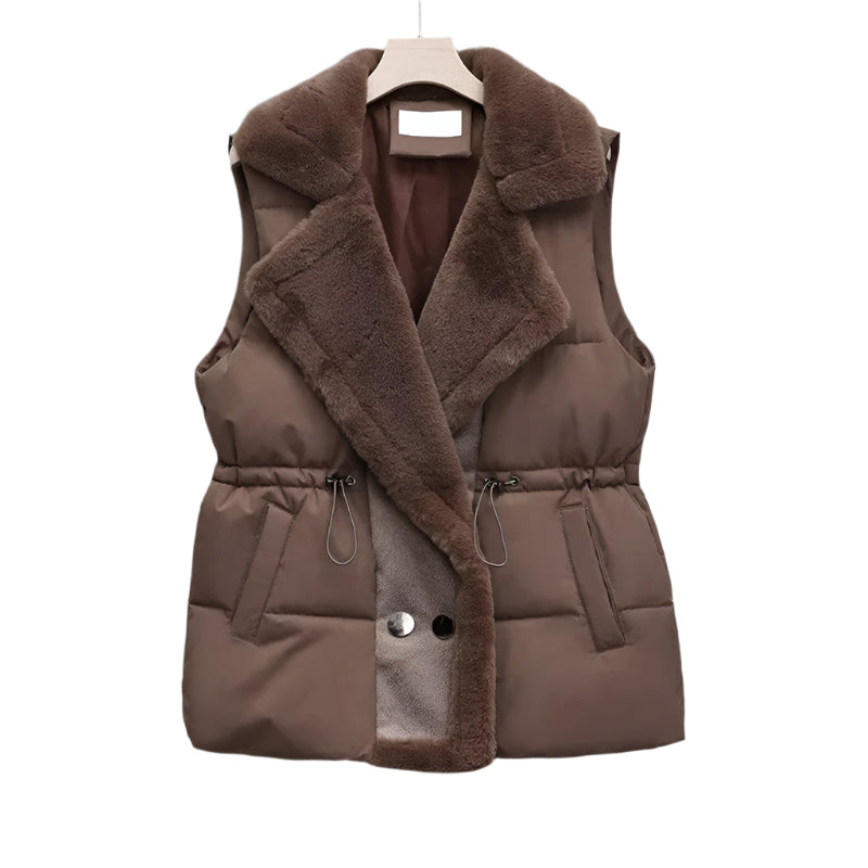 Stephanie - Luxurious Quilted Vest with Faux Fur Collar