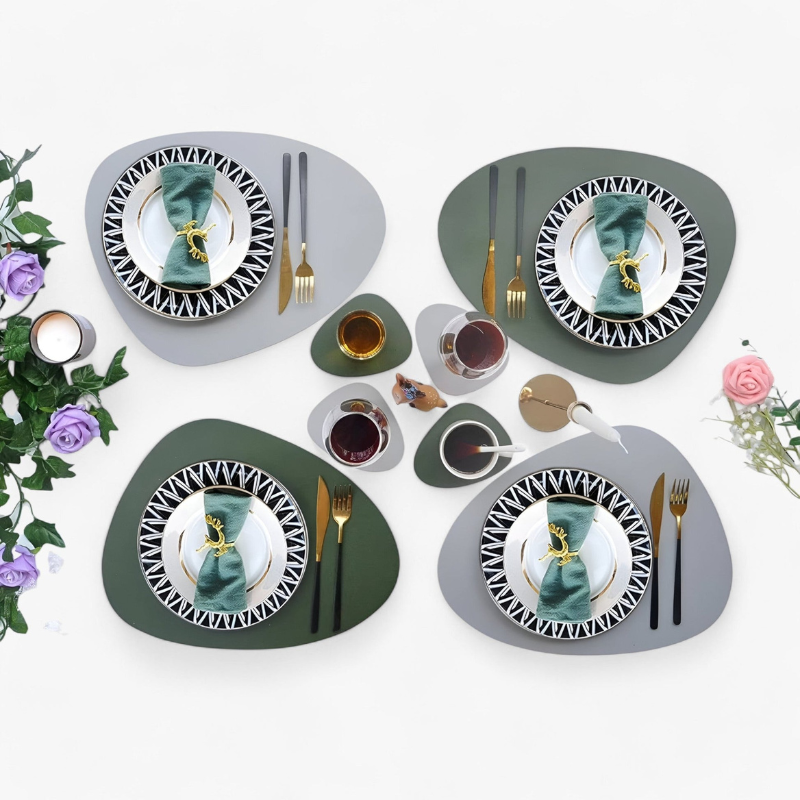 Elegant Bordluna Double-Sided Table Mats & Coaster Set