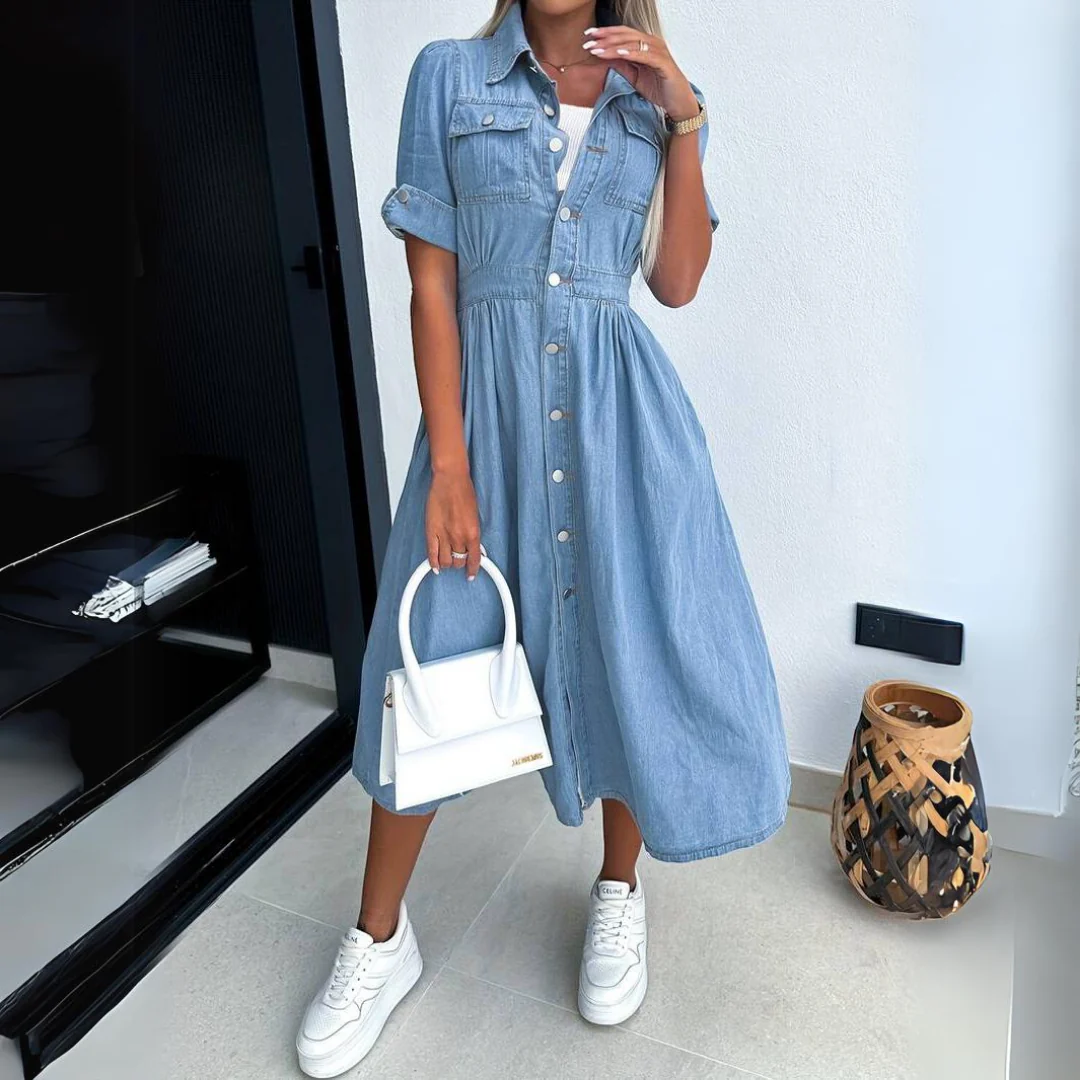 Effortless Chic | Denim Button Dress