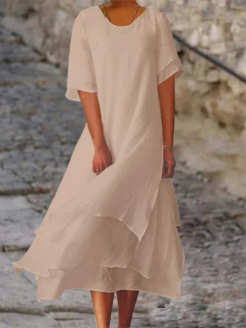 Hanna - Short-Sleeved Double-Layer Dress