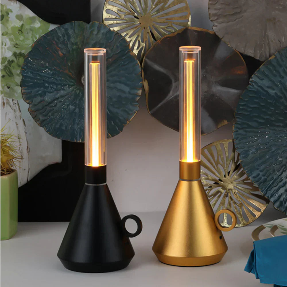 LumiCone - Modern LED Table Lamp with Clear Tube and Conical Base