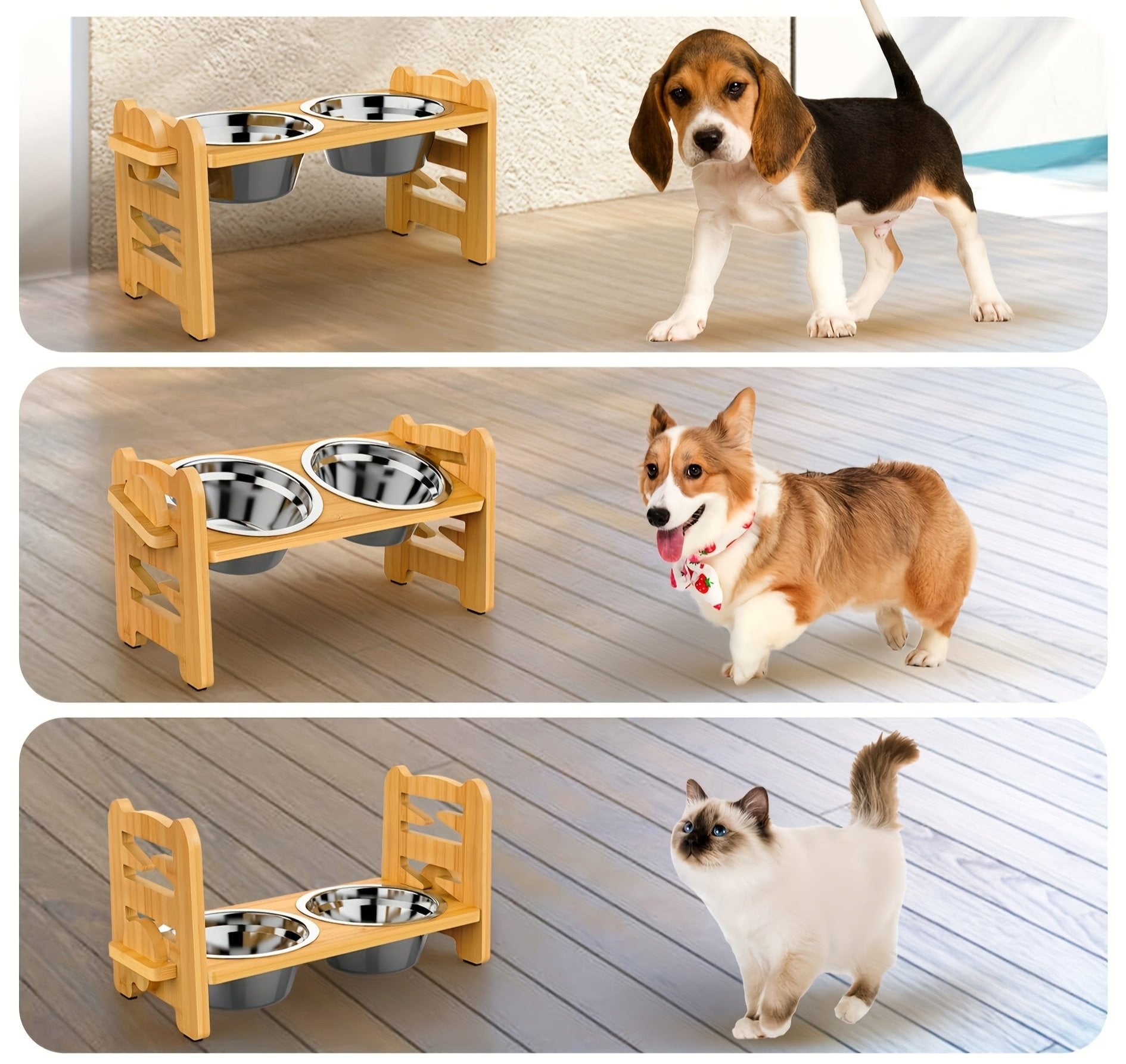 Elevated Anti-Slip Dog Food Stand with Double Bowls