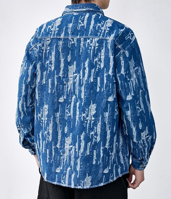 Kenneth - Artistic Brushstroke Long Sleeve Shirt for Men
