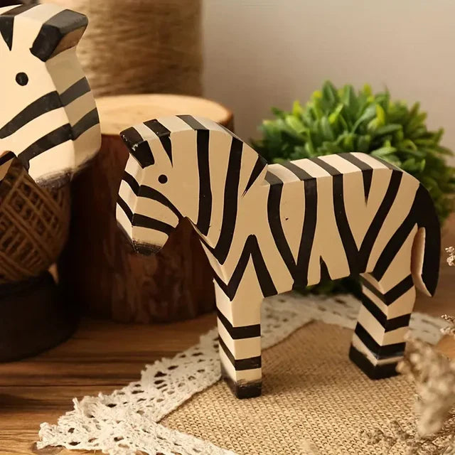 CozyHaus - Retro Zebra Decoration Wood set