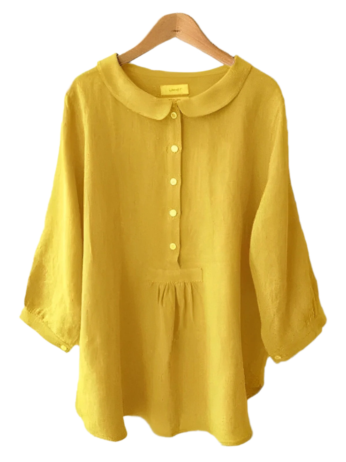 Jenikka - Airy Linen Blouse with Sleeves and Classic Collar