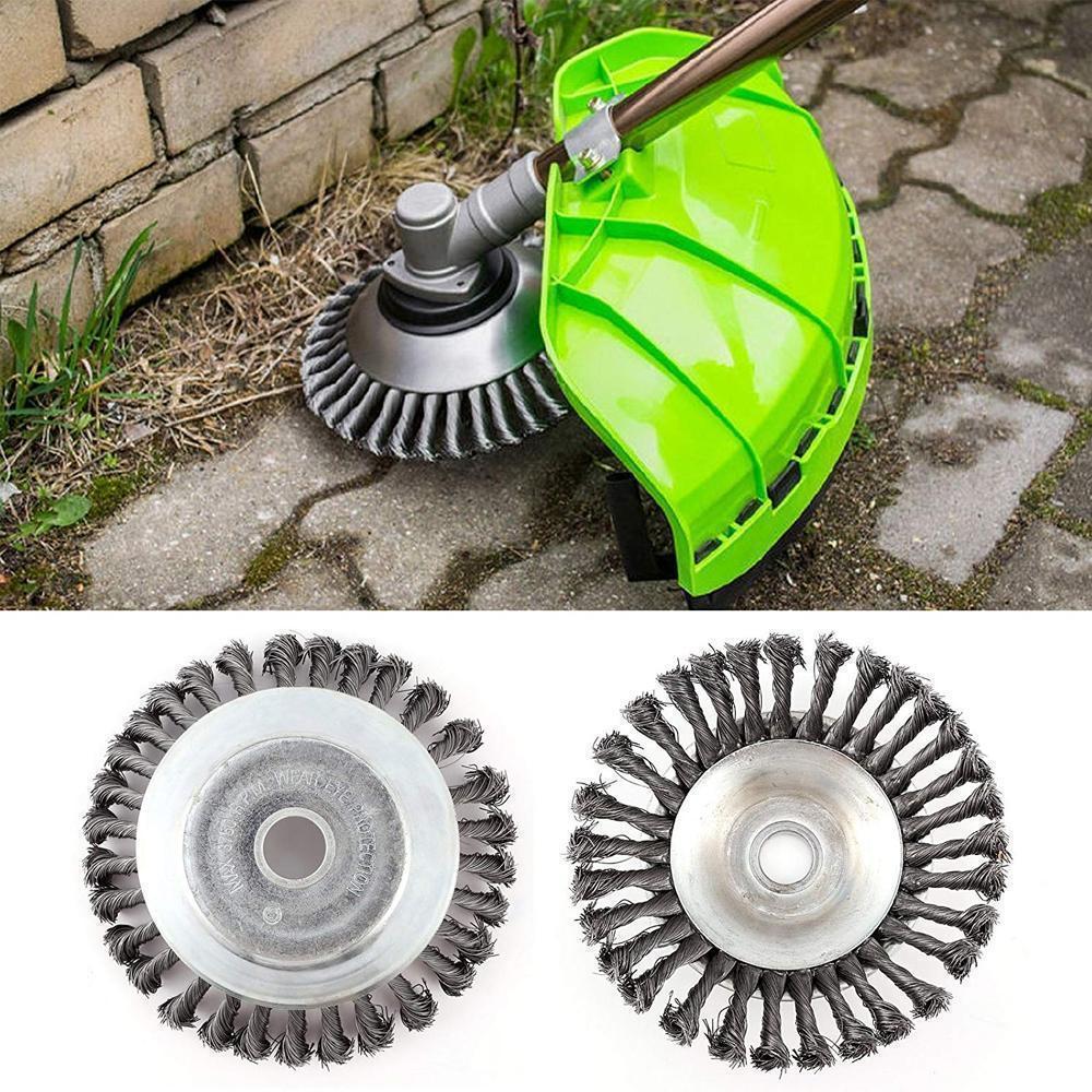 Lawn mower with weed brush for the garden